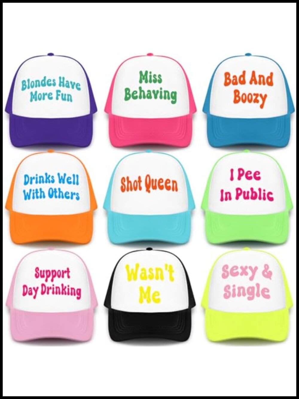 9 Pc Bachelorette Party Trucker Hats Polyester Adjustable Bride Team Caps